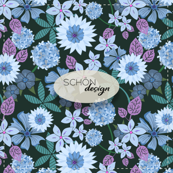 big blossom design blue