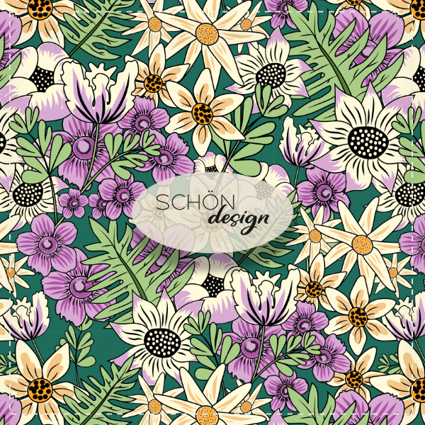 wiesenblumen muster lila