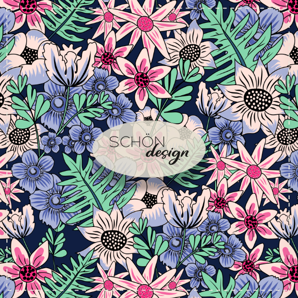 wiesenblumen muster blau