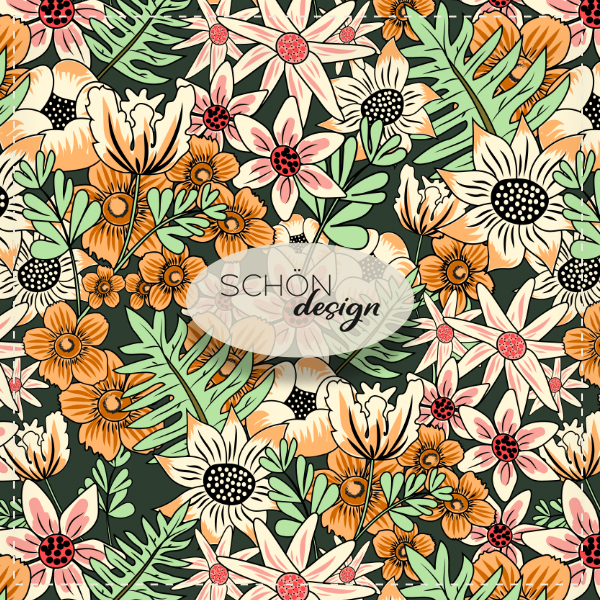 wiesenblumen muster orange