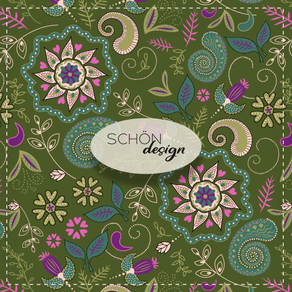 bohemian paisley oliv