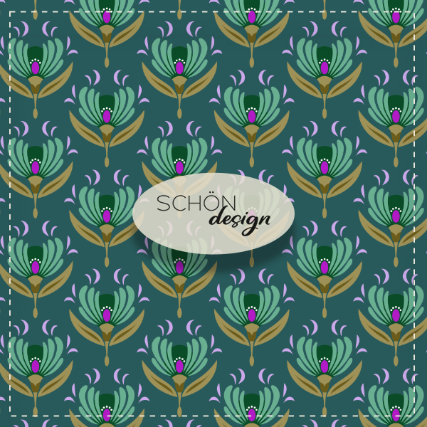 stilisierte seerose muster petrol